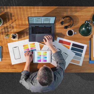 top-view-of-businessman-working